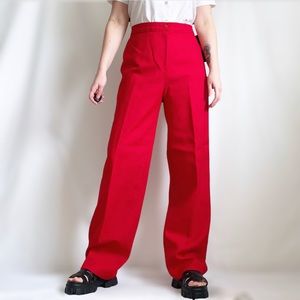 Red wide leg pants/trousers, vintage 80s/1980s